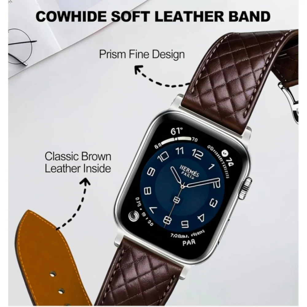 Leather Band for Apple Watch Series 44/45/46/49mm/42(Series 3 2 1 )
